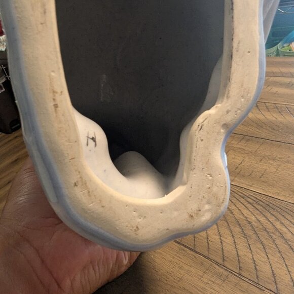 CUTE Vintage N.S. Gustin Hand Painted Wite Ceramic Cat Floral Pattern 14" - Picture 5 of 9